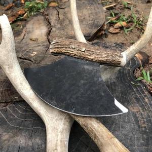 Couteau de cuisine Ulu fait à la main en acier Damas / Couteau de cuisine Ulu en acier carbone fait à la main - Product Image 3