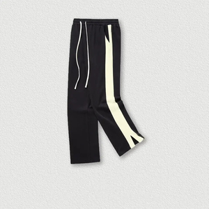 Pantalones de chándal acampanados informales personalizados de alta calidad para hombre, pantalones de chándal acampanados con cintura elástica de retales para hombre - Product Image 4
