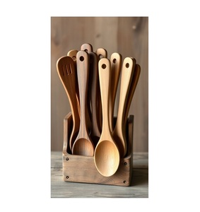 Cubiertos de Madera con Logotipo Personalizado, Juego de Utensilios Esenciales de Cocina, Cubiertos de Madera Ecológicos, Precio al por Mayor en India - Product Image 3
