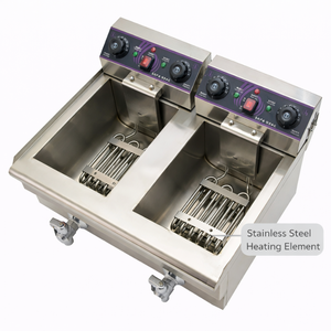<span class=keywords><strong>Friteuse</strong></span> électrique commerciale à <span class=keywords><strong>double</strong></span> cuve pour comptoir de cuisine de restaurant, 10L, en acier inoxydable - Product Image 5