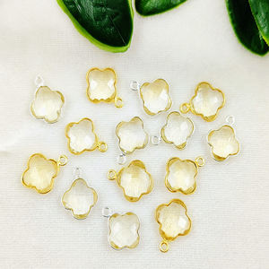 Vente en gros de pendentifs en pierres précieuses briolette trèfle citrine AAA faits à la main 925 argent or vermeil commande en gros - Product Image 1