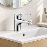Robinet de lavabo de salle de bain WYRAX classique en alliage de zinc et céramique, monotrou, monocommande, avec débit contrôlé, à poser sur le comptoir, finition polie, vente en gros