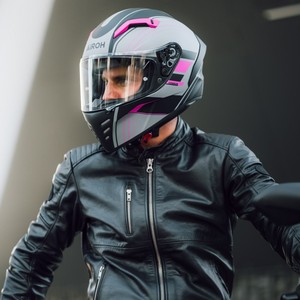Casco de Motocicleta Abatible Airoh Connor Achieve con Doble Visera, Certificado DOT, Acabado Gráfico Rosa Mate, para Mujer, 4 Estaciones, Talla M - Product Image 6