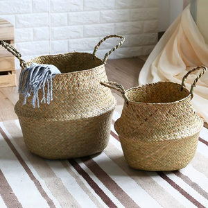 Seagrass <b>Basket</b> Handwoven <b>Basket</b> <b>With</b> <b>Handles</b> Plant Basin Cover Handicraft Custom Size Vietnam Manufacturer - Product Image 3