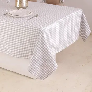 100% Cotton Table Cloth Checked - Grey