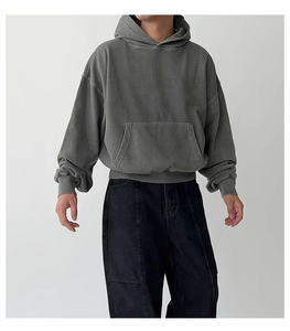 Sudadera con Capucha para Hombre, 100% Algodón Grueso, Logotipo Bordado Personalizado en la Parte Delantera, Hombros Caídos, Corte Regular, Forro de Felpa Lavado - Product Image 1