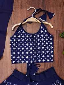 Shoryam Fashion Girls Party & Diwali Sequin Floor-Length Lehenga Choli Outfit; Elegant Dark Blue Kids Indian Ceremonies - Product Image 3