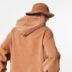 Sweat-shirt à capuche unisexe surdimensionné de haute qualité, délavé à l'acide, avec logo personnalisé, en polaire longue pour l'hiver, avec service OEM - Product Image 5