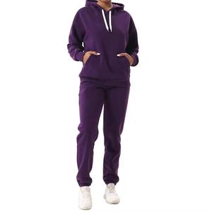 Stock couleur unie sweat à manches longues fermeture éclair joggers survêtement sweat 2 pièces survêtement ensemble tenues femmes survêtement - Product Image 2