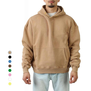 Sudaderas con capucha en blanco de peso pesado de 500GSM, sudaderas con capucha de algodón de gran tamaño con estampado de soplo personalizado de alta calidad para hombres 2025 - Product Image 1