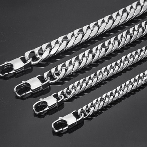 Collana da Uomo in Acciaio Inossidabile Stile Miami Curb Cuban Link, Doppia Catena Larga con Cristalli, Regalo di Anniversario alla Moda, Gioielli Placcati Oro Rosa - Product Image 4