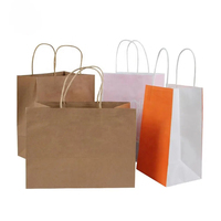 Sacs de transport en papier kraft solides et écologiques avec poignées, emballage imprimé personnalisé pour les courses de supermarché, vêtements à emporter avec votre logo