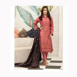 Salwar Kameez de estilo pakistaní y musulmán especial para bodas y compromisos Impresión dibujada a mano en seda hecha en la India - Product Image 2