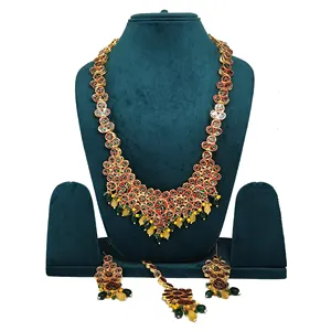Juego de Collar de Novia Rani Haar Chapado en Oro de 18K, Joyería Fina con Circonita para Mujeres y Niñas, para Bodas y Fiestas - Product Image 3