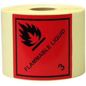 Packaging Labels 100x100mm <b>Red</b> <b>Paper</b> Flammable Liquid Imprint TRANSPAK - Product Image 1