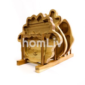 OEM Natural Eco Friendly Teak Wood Plate <b>Rack</b> Sustainable Food Safe No Paint and Varnish Halal Customized Kitchen - Product Image 5