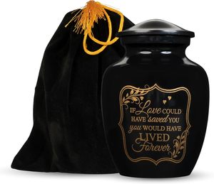Urne en métal noir de taille personnalisée pour adultes, femme ou homme, vase funéraire décoratif pour cendres funéraires et funérailles pour restes humains - Product Image 3