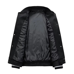 เสื้อแจ็คเก็ตเบสบอลแบบวาร์ซิตี้ ยูนิเซ็กส์ พรีเมียม สำหรับฤดูหนาว ผลิตจากโพลีเอสเตอร์/คอตตอน สไตล์วิทยาลัย ทรงบอมเบอร์ แนวสตรีท คอวี แขนเสื้อพร้อมโลโก้ด้านหน้า - Product Image 3