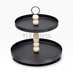 Elegante Bandeja Redonda de Metal Negro para Servir Chocolate con Asas Laterales para Servir Postres de Primera Calidad - Product Image 4