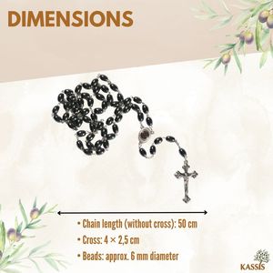 Rosario de Hematita Hecho a Mano con Cuentas Ovaladas de 53 cm, Cuentas de Oración Católicas, Regalo Cristiano, Venta al por Mayor desde Belén - Product Image 3