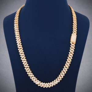Bijoux personnalisés à la mode luxueux 925 argent étincelant VVS clarté Moissanite étincelant brillant diamant chaîne cubaine - Product Image 1