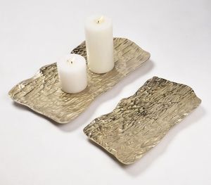 Plateaux de service rectangulaires décoratifs en aluminium finition laiton antique pour hôtels et restaurants - Vente en gros - Product Image 4