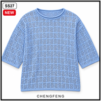 Pull en maille côtelée pour homme, décontracté, ajouré, en crochet, à manches courtes, col rond, personnalisable avec logo, OEM ODM, vente en gros