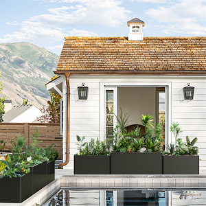Jardinière en acier galvanisé noir de 110 L, pot de fleurs décoratif d'extérieur, style américain, pour la maison et le jardin, projets hôteliers et commerciaux - Product Image 1