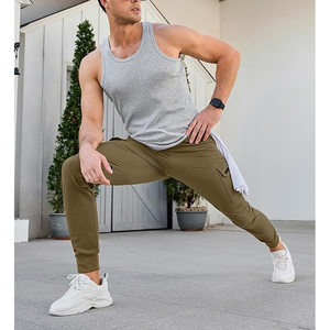 Poches zippées conique piste athlétique Slim Fit Anti-rides hommes pantalons de survêtement pantalons Anti-rides, pantalon homme, pantalon teint uni - Product Image 5