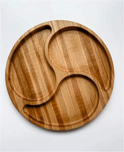 Plato de madera redondo de diseño pulido natural - Product Image 2