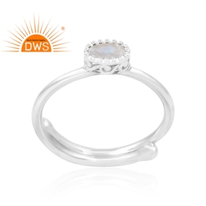 Latest Selling 925 Sterling Silver Natural Rainbow <b>Moon</b> Stone Gemstone <b>Ring</b> Custom Jewelry Manufacturer - Product Image 1