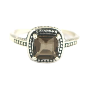 แหวนง่ามทำด้วยมือสำหรับทุกเพศทำจากหินควอทซ์สโมควอทซ์สีเงินแท้925 - Product Image 1