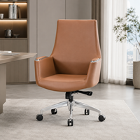 Chaise de bureau moderne en cuir Nappa, pivotante et inclinable, avec base en alliage d'aluminium pour espace de travail professionnel