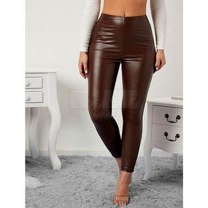Pantalon en cuir personnalisé pour femmes de haute qualité, taille moyenne, matériau respirant unique de style avant plat pour les soldes d'hiver - Product Image 5