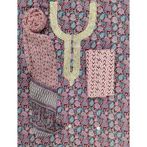 Salwar Kameez de Algodón Estampado sin Coser, Vestido Indio de Estilo Pakistaní para Fiestas, con Cuello y Material de Tela Lawn - Product Image 1