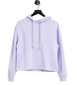 Sudadera con capucha corta personalizada para mujer, forrada para invierno, de punto, con cordón, hombros caídos, logo frontal, OEM, lisa - Product Image 4