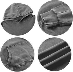 Sudadera con capucha para hombre de gran tamaño con estilo, jersey de lana cálido, algodón pesado lavado con ácido para hombre - Product Image 5