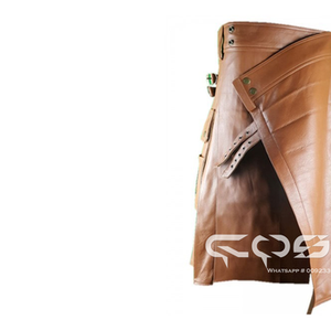 COSH KILTS Kilt utilitaire vintage et moderne écossais et traditionnel pour hommes en cuir marron - Product Image 3
