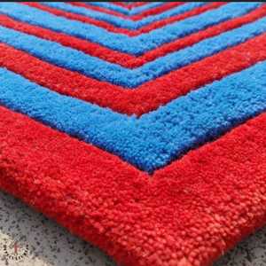 KNOT Hand Tufted Wool Rug 'Home Heart Is' Striped Design Soft Touch Multicolor Customizable Size for <b>Door</b> Space Living Rooms - Product Image 4