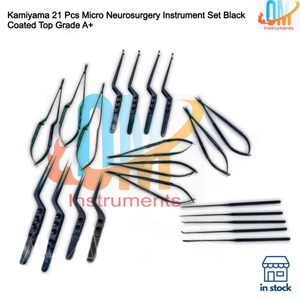 ชุดเครื่องมือผ่าตัดจุลศัลยกรรมประสาท Kamiyama 21 ชิ้น พรีเมียมเคลือบสีดำ ผลิตจากเหล็กกล้าไร้สนิม ใช้ได้กับหม้อนึ่งฆ่าเชื้อและนำกลับมาใช้ใหม่ได้ - Product Image 1