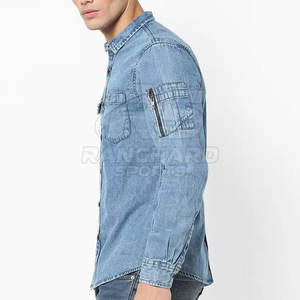 Camisa de Mezclilla Elegante para Hombre, Estilo Retro, Corte Ajustado, Camisa Informal de Manga Larga para Hombre, Camisa de Mezclilla Cómoda para Trabajar o para la Calle - Product Image 2