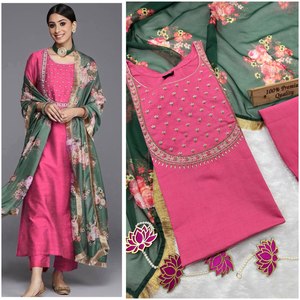Beautiful Heavy <b>viscos</b> silk with Beautiful Embroidery Dress 3 pieces - Product Image 1