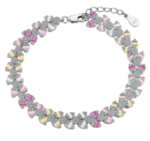 Bracelet délicat et exquis en forme de fleur, bracelet tennis, argent sterling 925, bracelet de luxe avec diamant - Product Image 1