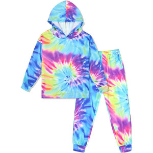 Ensemble de sweat à capuche tendance 100% coton tie-dye avec logo personnalisé imprimé Streetwear et mode décontractée prix de gros - Product Image 1