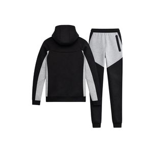 Ensemble de survêtement pour homme, veste à capuche zippée et pantalon de jogging en polaire technique, deux tons, vêtements de sport pour l'entraînement - Product Image 2