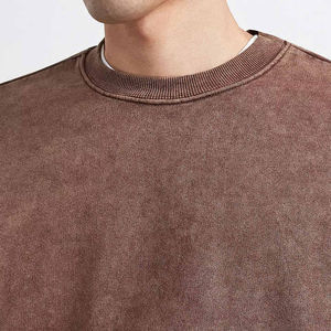 High Quality Vintage Cotton <b>Crewneck</b> Pullover Acid Wash Sweatshirts for Men 300 Grams OEM Service Digital Printing for Winter - Product Image 3