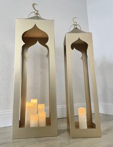 Lanternes porte-bougie en métal personnalisées pour Noël, de haute qualité, faites à la main en fer/acier inoxydable, décorations carrées pour le sol - Product Image 2