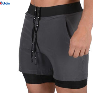 Shorts pour hommes personnalisés, jogging noir personnalisé, pantalon en nylon tissé double couche, shorts de sport pour hommes doublés, vêtements de sport - Product Image 3