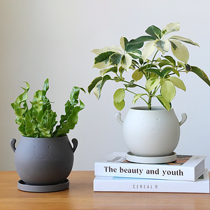 Pot Bunga Keramik Wajah Tersenyum Lucu dengan Alas, Pot Tanaman Hias Dalam Ruangan untuk Sukulen, Kaktus, Herbal, dan Dekorasi Rumah - Product Image 4