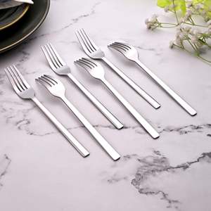 Lot de 6 mini-fourchettes écologiques en acier inoxydable argenté pour la maison et la restauration - Product Image 6